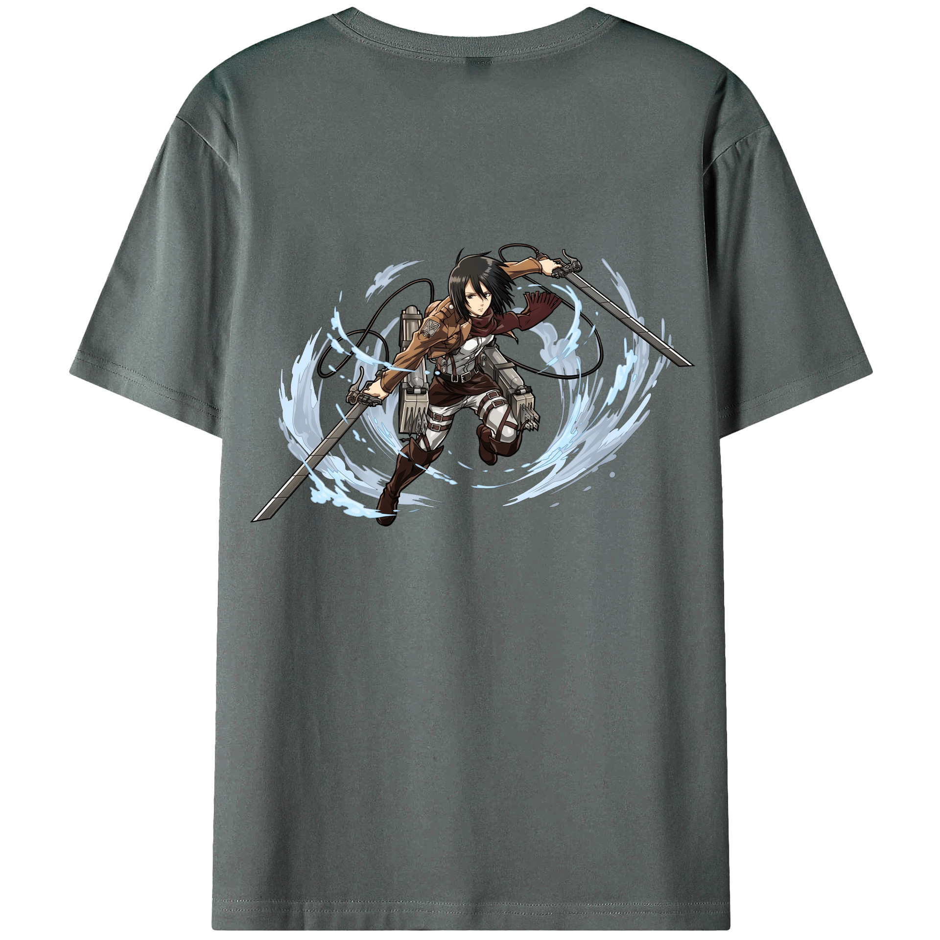 （画像用） 進撃の巨人 ミカサ·アッカーマン Attack on Titan Mikasa Ackerman 綿100％半袖Tシャツ（背面プリント）